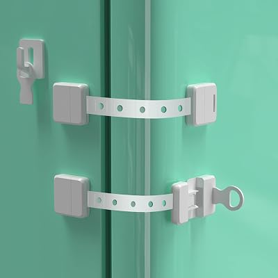 YMCRLUX Child Safety Straps Locks with Key 2 Pack for Cabinets Fridge Oven Door
