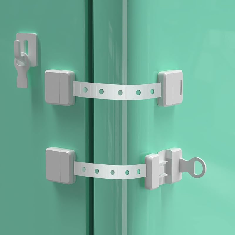 YMCRLUX Child Safety Straps Locks with Key 2 Pack for Cabinets Fridge Oven Door