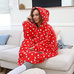 Catalonia Polka Dot Print Oversized Hoodie Blanket