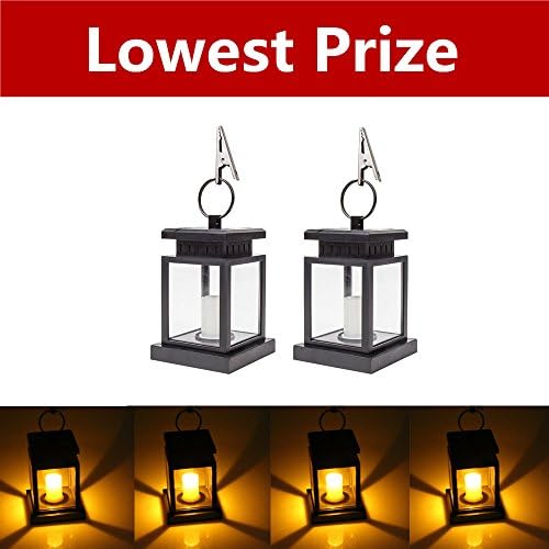 USYAO Solar Rechargeable Hanging Umbrella Lantern Light - Sweet Candle Shape Waterproof Decoration Landscape LED Table Lamp - Flameless Candle for Garden Yard Pathway Patio Outdoor Illumination - 2pcs