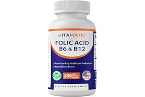 Vitamatic Folic Acid, Vitamin B12 & B6 – 180 Fast Dissolve Tablets Heart Health, Energy Production & Red Blood Cell Support