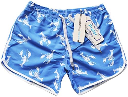 Prefer To Life Women Swim Trunks Quick Dry Waterproof Beach Shorts Boardshorts with Drawstring,Mutilcolor (L, Lobster -Light Blue)