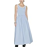URBAN REVIVO Summer Dresses for Women 2025 Sleeveless Maxi Dress Tank Patchwork Knit Formal Flowy Long