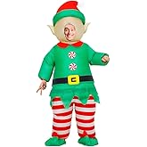 MXoSUM Inflatable Christmas Elf Snowman Costume for Adult Funny Blow up Santa Claus Gingerbread Man Costume