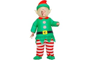 MXoSUM Inflatable Christmas Elf Snowman Costume for Adult Funny Blow up Santa Claus Gingerbread Man Costume