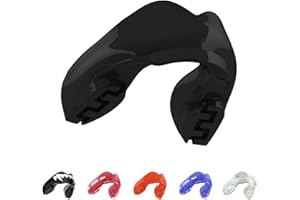 SAFEJAWZ Mouthguard for Braces, Upper & Lower Protection Remoldable Mouth Guard with Case for Boxing, Basketball, Football, MMA, Lacrosse, Hockey and All Contact Sports One Size (Black)