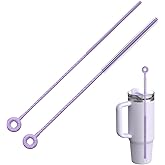 2Pcs Silicone Straw Cleaner Brush, Dual-Size Brushes (6mm Slim & 9mm Wide), Clean for Reusable Straws, Cups and Tumblers, Durable & Eco-Friendly, Purple