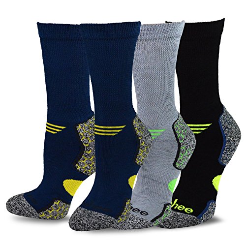 TeeHee Viscose from Bamboo Diabetic Crew Socks 3-Pack (10-13, Dark)
