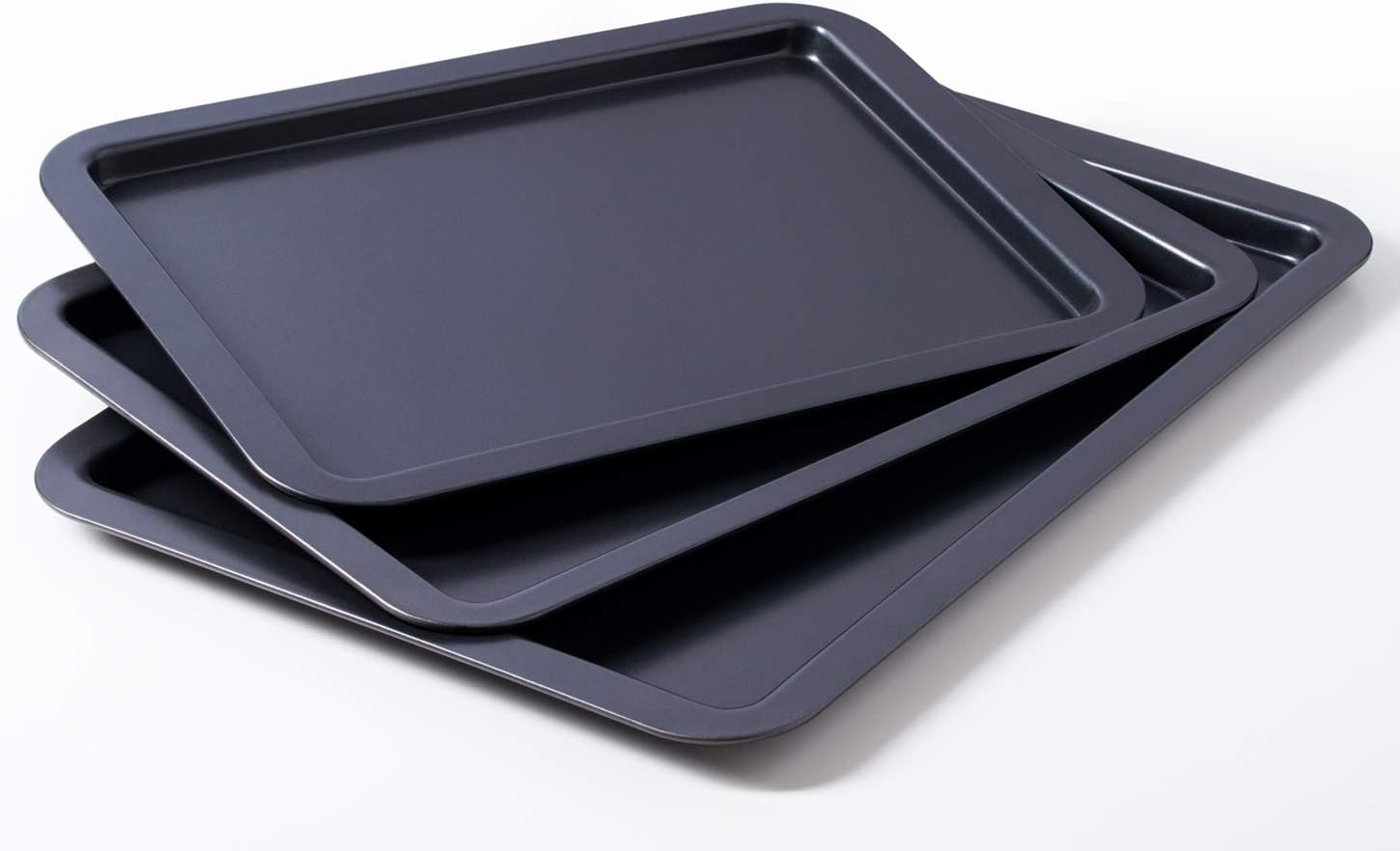 Amazqi Baking Sheet Nonstick, Cookie Sheets for Baking Nonstick 3 Set, Heavy Duty Large Size Carbon Steel 15/17/19 Inch Premium Baking Pan Tray, Non Toxic Durable Easy Clean for Home Use: Kitchen & Dining