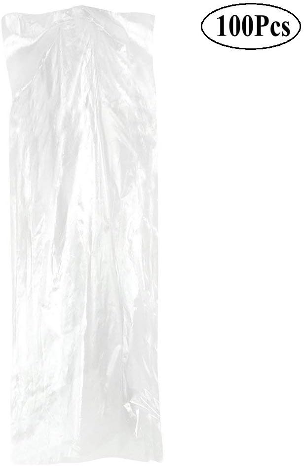 F100 Pack Garment Bag, Transparent Clothing Dust-Cover, Storage Bag for Suitable for Long Dresses Such as Wedding Dresses, Long Skirts, Windbreakers, Down Jackets (60×150cm)