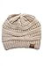 ScarvesMe Trendy Warm Chunky Soft Stretch Cable Knit Beanie (2 Pack Black/Beige)