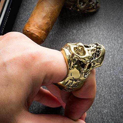 Skull Cigar Holder Stand, Skull Cigar Rings for Men, Smoking Accessories Cigar Tray Retro Skull Ring Cigar Accessories Home Desk Decoration (Gold)
