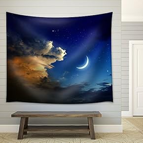 Tranquil Background - Beautiful Romantic Sunset, Big Glowing Cloud - Fabric Wall Tapestry Home Decor - 51x60 inches