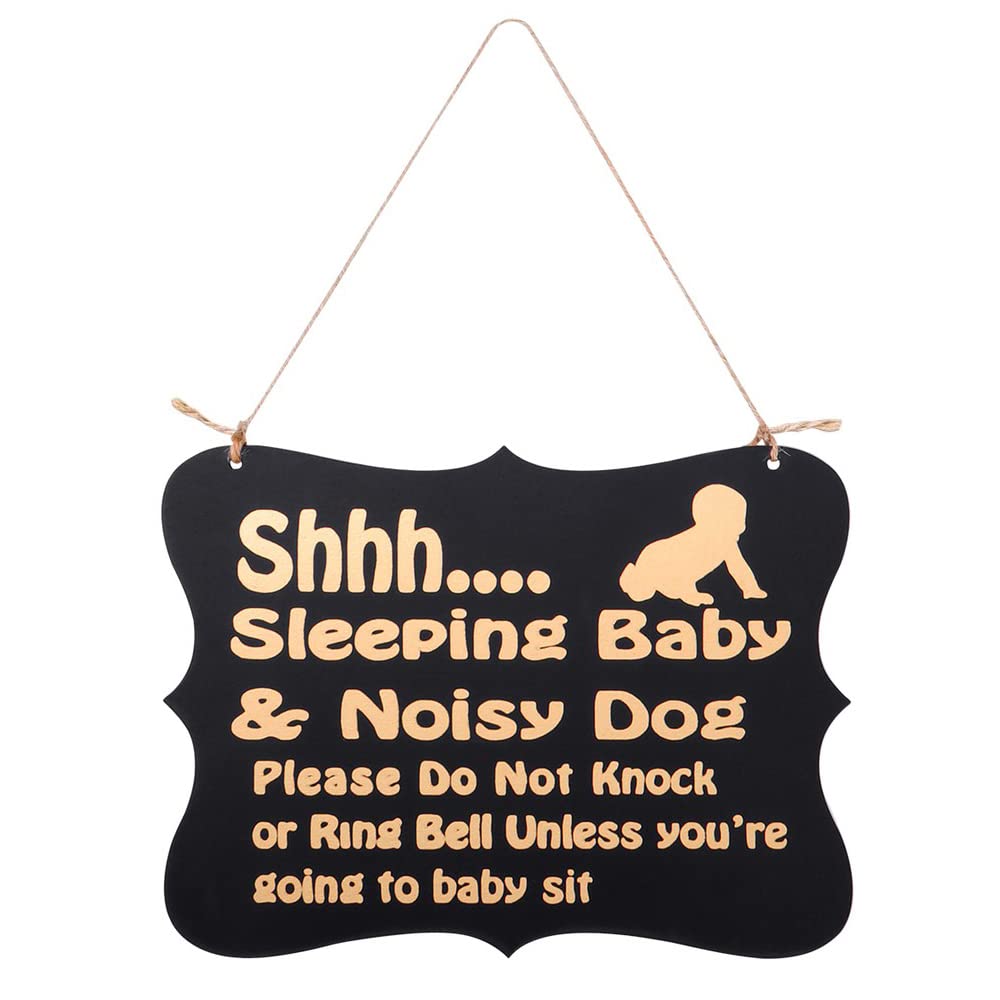 Photo 1 of Baby Sleeping Sign for Front Door, Shhh Sleeping Baby Door Sign, Do Not Disturb Sign, Porch Door Hanger Sign Baby Room Hanging Decorative Sign Wooden Plaques Please Do Not Knock or Do Not Ring Bell