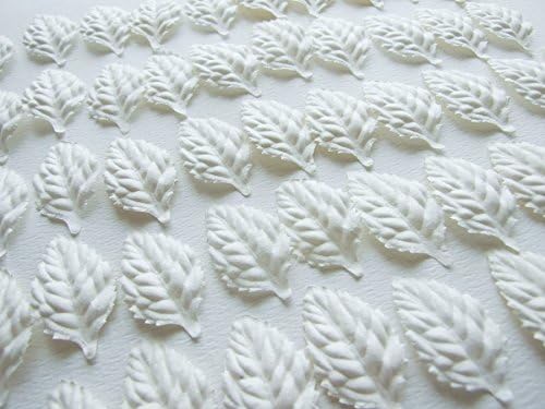 Tiny Leave Flower Mulberry Paper Die Cut Style White Color, 50 Pcs. Size 1"-1.5" (White)