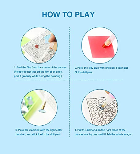 H&G MASTER Diamond Painting Kit for Adult Kid, 5D Children Gem Painting Kit by Numbers with Wooden Frame，1 Pack，5.95.9 Inches(Owl)