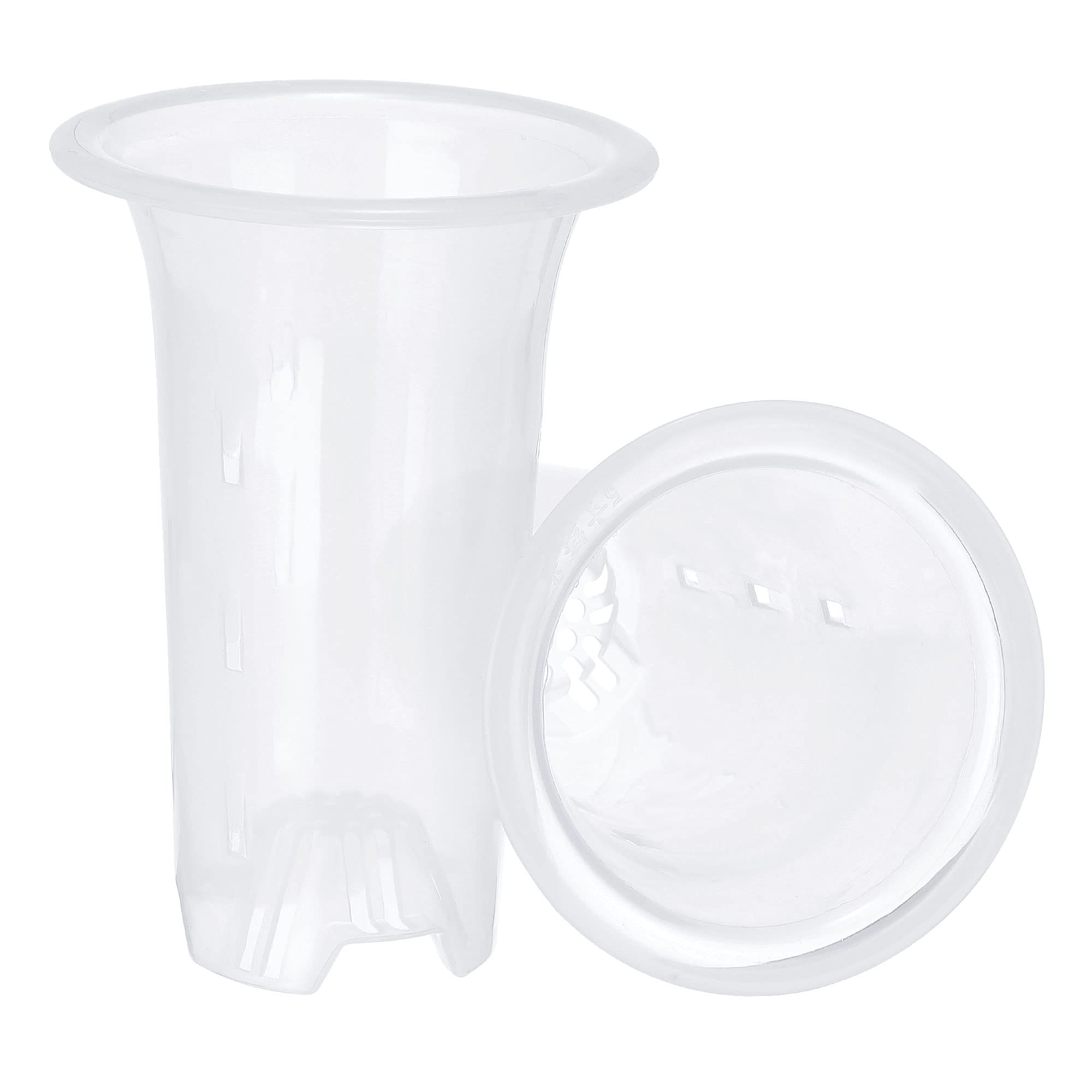 PATIKIL 6 Inch Plastic Orchid Pot with Holes, 2 Pack Flower Starting Plant Container for Garden Indoor, Clear