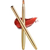 Rownyeon Travel Retractable Lip Brush Applicators Flat for Lipstick Gloss Creams Portable with Cap, Professional Makeup Brush for Women Girls As Christmas Gift and Halloween Makeup Tools