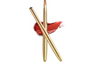 CAMDEEZ Rownyeon Travel Retractable Lip Brush Applicators Flat for Lipstick Gloss Creams Portable with Cap, Professional Makeup Brush for Women Girls As Christmas Gift and Halloween Makeup Tools