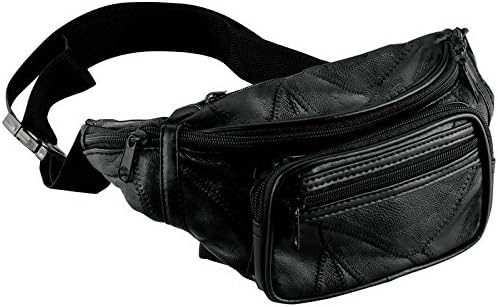 New Black Leather Waist Fanny Pack Belt Bag Pouch Travel Hip Purse Mens Womens