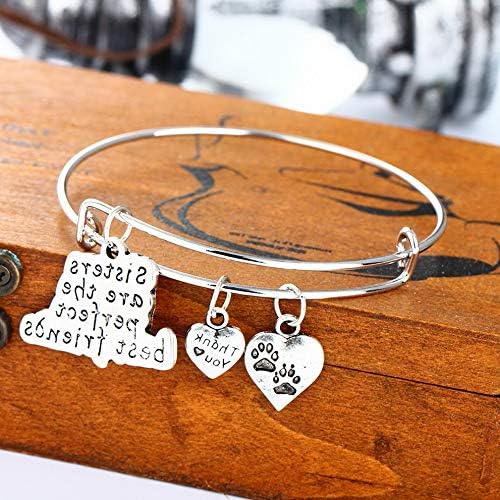 Sandover Charms Bracelets Silver Bangle Bracelet Charm Ladies Womens Girl Jewelry Gift | Model BRCLT - 48105 |