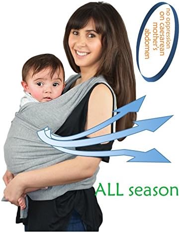 Baby Wrap Carrier Natural Cotton Nursing Baby Sling Suitable for Newborns 0-18 Months (Soft Comfortable Breathable)