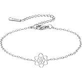 kkjoy Flower of Life Bracelet Stainless Steel Celtic knot Blossom Bracelet Eternity Flower Inspirational Amulet Jewelry for Women Charming Ladies