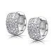 5 Five Row Pave Cubic Zirconia CZ Wide Huggie Hoop Earrings For Women .925 Sterling Silver