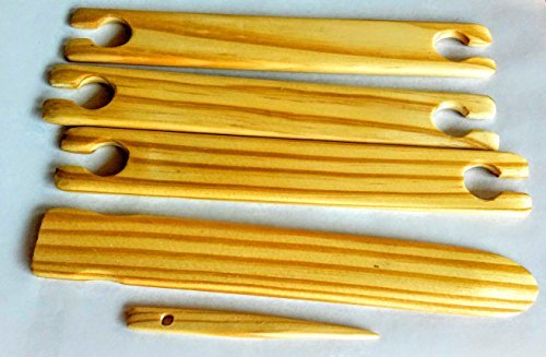 5 Piece 22 x 1.5 inch wide Weaving Shuttles, Free pick up and stick needle