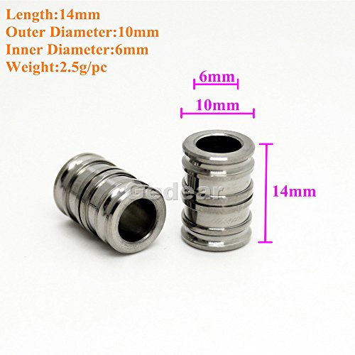 TIKING 2pcs 14mm Titanium Knife Key Jewelry Parachute Cord Bead Pendant Lanyard Ti Color