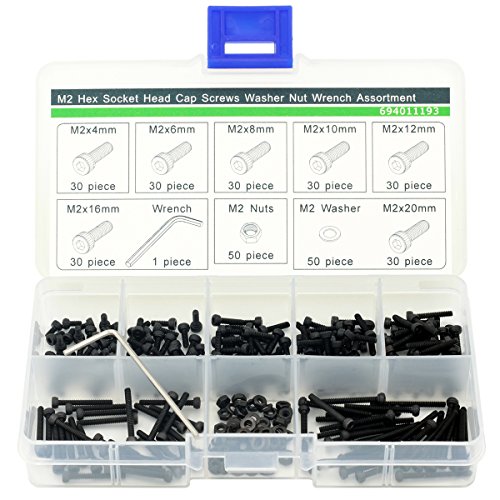 M2 Hex Socket Cap Screw Washer Nut Wrench Assortment Black