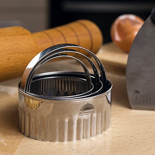 KiTheea Stainless Steel Dough Cutter – Bench Scraper and Pastry Cutter – Dough Scraper - Perfect as a Chooping Knife and Bowl Scraper Tool – Circle Cookie Cutters – Ebook Bonus