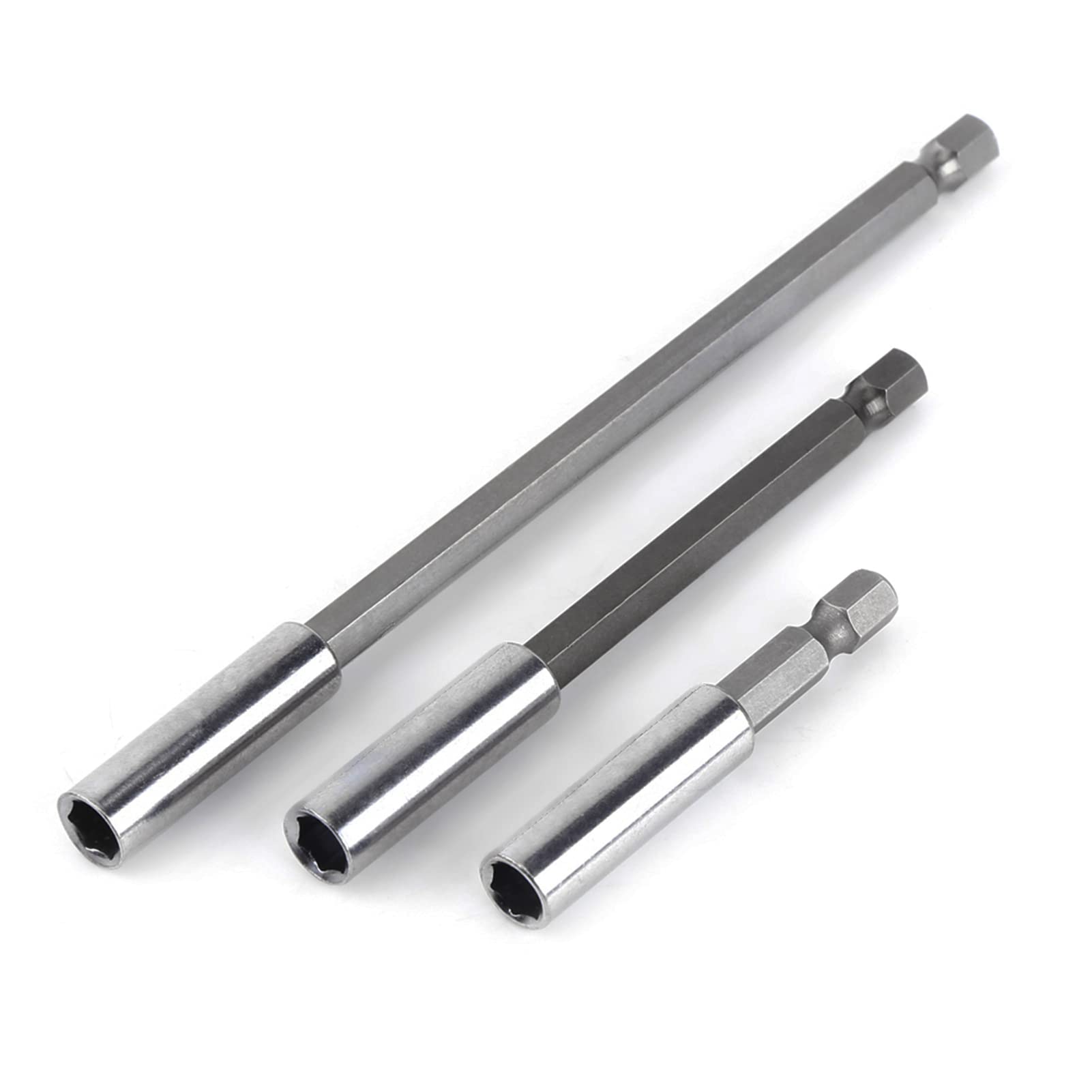 Hex Drill Bit Holder, Carbon Steel Electrical Drill Screwdriver Magnetic Extension Bar Bit Holder for Screws, Nuts, and Any Drill And Handheld Driver 1/4 inch Shank Tool 3pcs(6cm 10cm 15cm)
