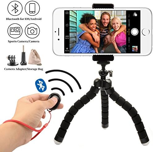 Iphone Tripod,DeKaSi Flexible Phone Stand Holder with Bluetooth Wireless Remote Shutter for Cellphone,Ipad ,Digital Camera&amp;Gopro HERO5