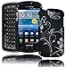 Bastex Rubberized Hard Snap-On Case for Samsung Stratosphere i405 / Galaxy Metrix 4G - Black & Silver Flowers