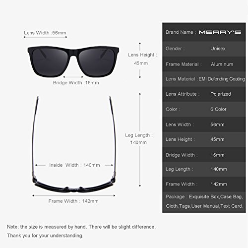 MERRY'S Unisex Polarized Aluminum Sunglasses Vintage Sun Glasses For Men/Women S8286 (Black, 56)