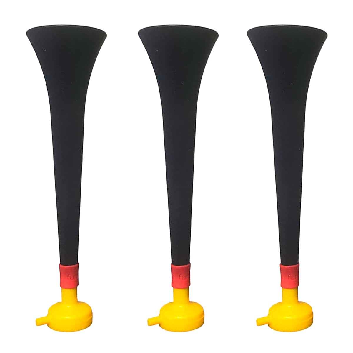 FUN FAN LINE - Pack x3 Plastic Trumpets/Vuvuzela stadium horn for soccer and sports events. Soccer fan trumpet. Noisy air horn for cheerleading and animation. (Germany)
