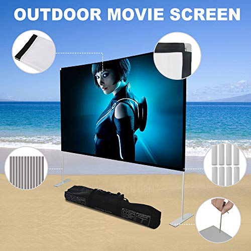 Projector Screen with Stand 80 inch Portable Projection Screen 16:9 4K HD Rear Front Projections Movies Screen with Carry Bag for Indoor Outdoor Home Theater Backyard Cinema Trave ... - Thumbnail 3