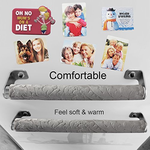 OUGAR8 Refrigerator Door Handle Covers Handmade Decor Protector for Ovens, Dishwashers.Keep Your Kitchen Appliance Clean From Smudges, Food Stains (Gray Flower) - Thumbnail 6
