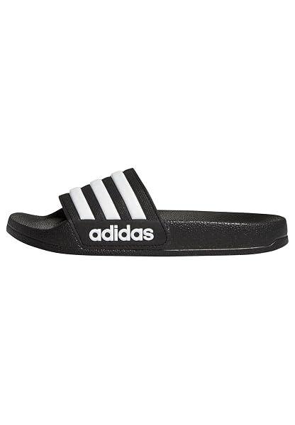 ADIDAS ADILETTE SHOWER SLIDES, CORE BLACK/WHITE/CORE BLACK, 1...