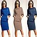 Sunward New Women's Slim Bodycon Half Sleeve O-Neck Party Office Business Dress (S, Dark Blue)
