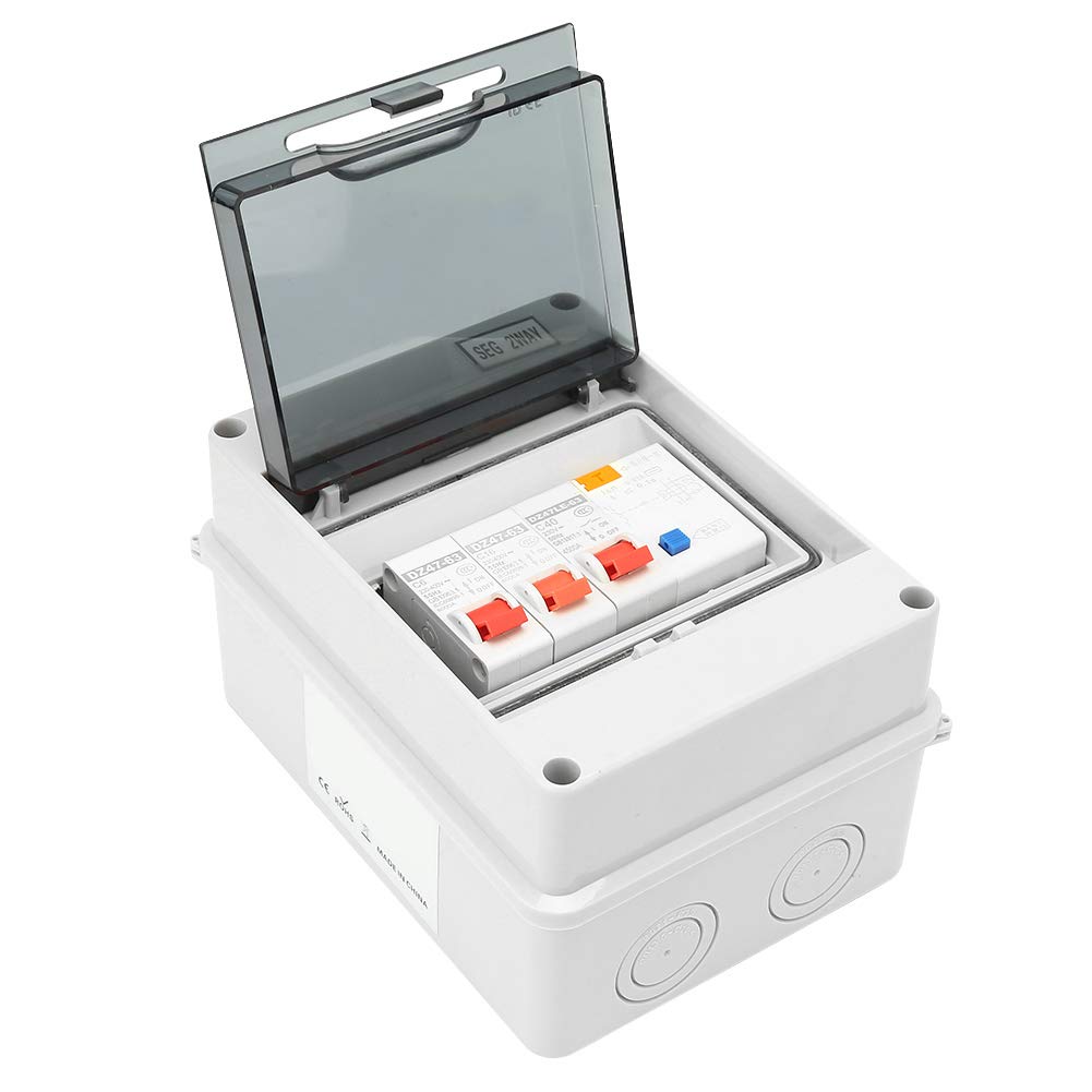Wakects Leakage Circuit Breaker, 2 Way Circuit Breaker IP65 Garage Consumer Unit Box 40A 30mA RCD 2MCB 6A+16A for Caravans Workshops