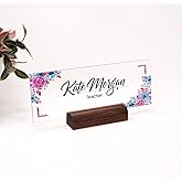 Desk Name Plate Personalized, Name Plate for Desk, Custom Office Desk Decor Office Gifts for Women Men, Acrylic Desk Accessories Employee Appreciation Gifts for Boss, Manager, Teacher, Nurse (8"x3")
