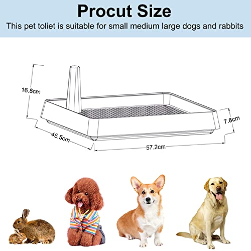 Dog Toilet Tray Pet Potty Training Pad Indoor Puppy Pee Toilet Restroom with Simulation Pillar Post Holder, No-Leak Washable Odourless Small Medium Dog Urine Mat Cat Rabbit Portable Mesh Potty Trainer