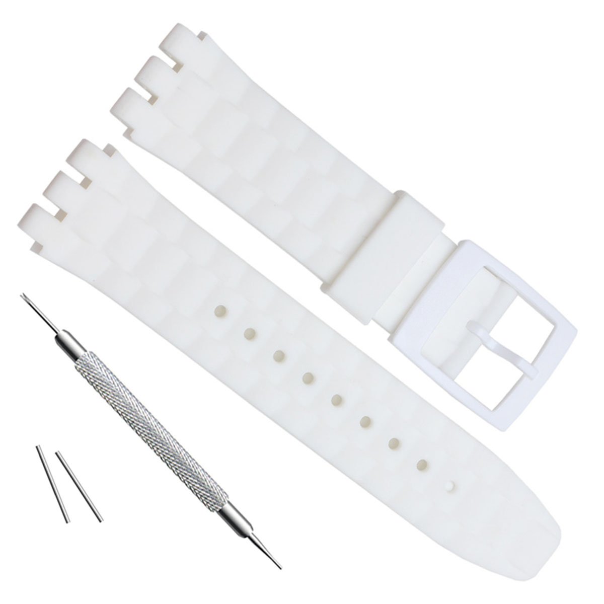 21mm Replacement Waterproof Silicone Rubber Watch Strap Watch Band (White)