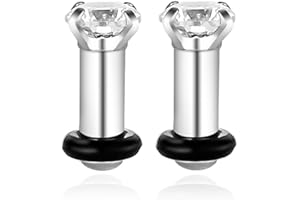 Gnoliew 2Pcs Stainless Steel Ear Gauges Tunnels Plugs Body Piercing Fixed with Rubber Band