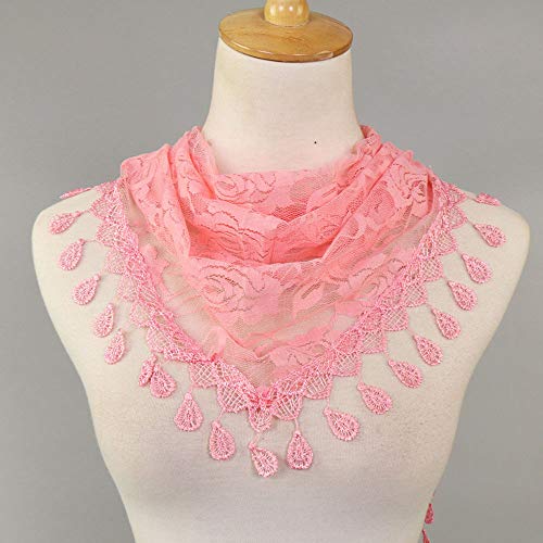 Clearance Sale!❄❄Women Clearance Lace Tassel Rose Floral Hollow Scarf Shawl Lady Wraps Scarves (Pink)