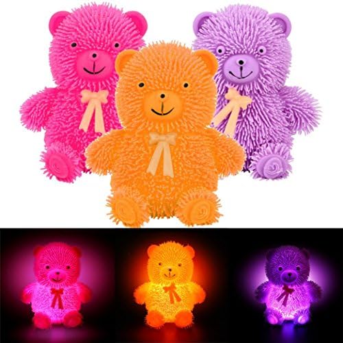 12CM Novelty Flashing Light Puffer Bear Squidgy Sensory Toy Activity Play Ball Best Gifts for Kids - Waymine