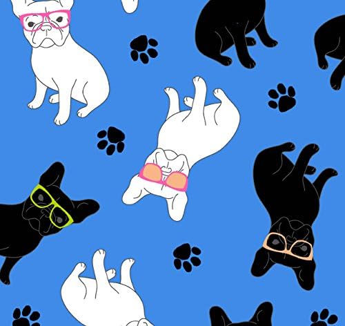 Springs Creative Products Group Fleece Boxer Bulldogs Fabric By The Yard, Blue