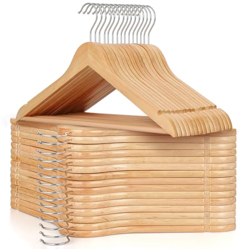 TOPIA HANGER Wooden Hangers 30 Pack, Wood Clothes Hanger Natural | Durable